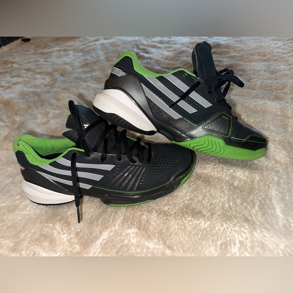 adidas AdiZero Tennis & Racquet Sport Shoes Men's Black Green 7.5